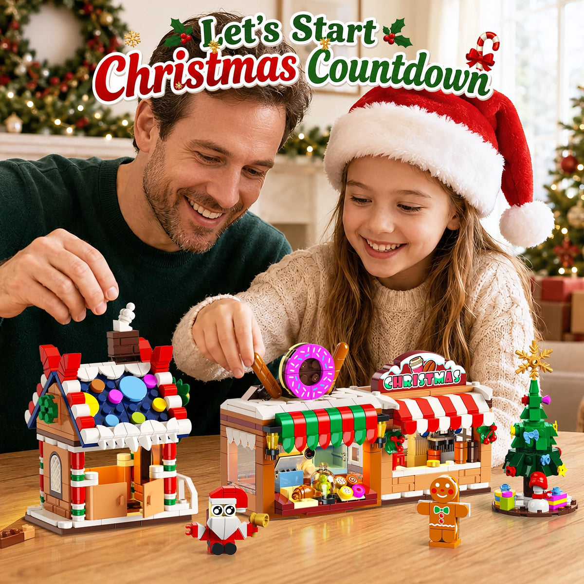 HOGOKIDS Advent Calendar 2026 Gingerbread Train Building Toy with LED Light
