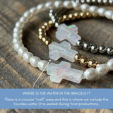 Holy Water Inspirational Stretch Bracelet for Women, Crystal Pearl Beads