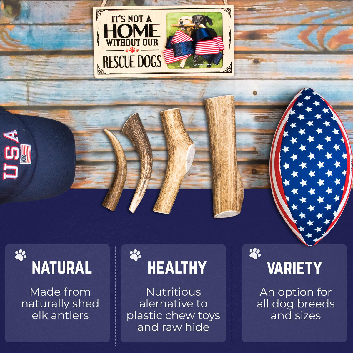 Devil Dog Pet Co Whole Elk Antlers for Dogs, Medium, Aggressive Chewers