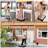 Ronlap One Step Stools for Adults, Portable Safety Step Platform for Seniors Small Plastic Bedside Step Stool Mobility Wide Step Stools Elderly Assistance for Shower Bed Car Stair Outdoor, Black-Gray