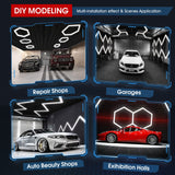 LZHOME LED Hexagon Garage Light: 12700LM Car Detailing Shop Light, DIY Splicing Ceiling & Wall Decor Lights, for Workshop Basement Gym Warehouse Bar Gaming Room