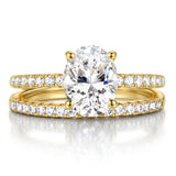 MILACOLATO Engagement Rings for Women Non Tarnish 14K Gold Plated Bridal Rings Sets Dainty Oval Cut CZ Wedding Ring Set Stackable Eternity Promise Rings for Her Size 6