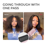 Hair Straightener Brush, TYMO Ring Hair Straightener Comb Straightening Brush for Women with 5 Temps 20s Fast Heating & Dual Voltage, Pink