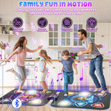Surelect Dance Mat, 2025 Rechargeable Light-Up 2-Player Opposing Dance Pad with Bluetooth, 12-Button Music Dancing Toy, Christmas Birthday Gift for 3-12 Year Old Boys Girls