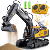 Samtop Remote Control Excavator Toys, 11 Channel 1:20 RC Construction Vehicles, 680° Rotation Hydraulic Car Toys for 4 5 6 7 8 9 10 Year Old Boys Kids, RC Truck Digger Toys Christmas Birthday Gifts