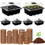 ZeeDix 6 Set Seed Starter Tray Kits, 6 Pack Seed Trays with 90 Pack Coco Coir Pellets, Adjustable Humidity Germination Tray with Dome Lids for Indoor Plants, Mini Greenhouse for Vegetables Garden