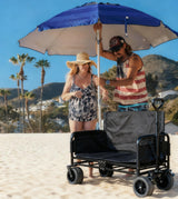 Collapsible Foldable Wagon Cart with Wheels 240L Capacity Folding Sports Wagons, 560LBS Load Large 3-in-1 Grocery Heavy Duty Carts for Sand, Beach, Camping, Fishing
