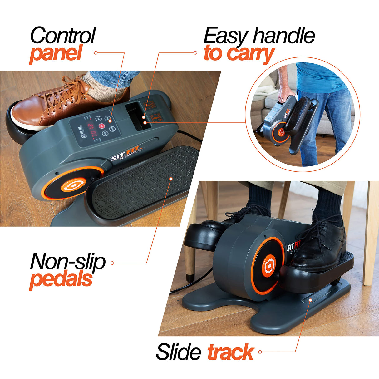 SITFIT, Sit Down and Cycle! Powered Foot Pedal Exerciser for Seniors, Under Desk Elliptical Exercise Bike, Leg Exerciser While Sitting. Peddler Exerciser Mini Bike, Portable Rehabilitation Equipment.