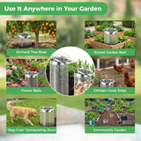 2 Pack Worm Composter Worm Bin, Stainless Steel Inground Compost Bin with Handle, Metal Worm Composting System for Kitchen Food Waste Recycling, Outdoor Garden Vermicomposting Bin w/Lid, Easy Install