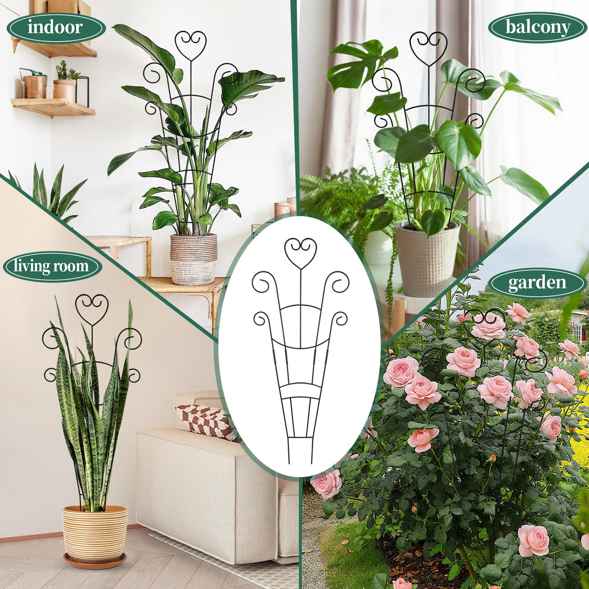 2 Pack 30'' Large Metal Plant Trellis for Climbing Plants