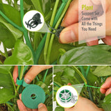 6 Pack Plant Support Stakes for Indoor Plants, 39.37 Inch Tall Twig Plant Sticks with Orchid Clips Twist Ties and Plant Ties for House Potted Monstera Plants Support, Green