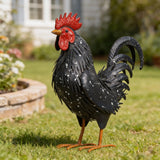 Ratuor Rooster Garden Statue Sculpture Metal Chicken Yard Decor Outdoor Figurines Patio Backyard Decoration (Black)