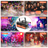 HAKUTA Fog Machine, Smoke Machine with Disco Ball Light and LED RGB Lights, 3000 CFM Spray with Auto Spray Function, Great for Halloween, Christmas, Wedding, Stage Performance and Parties