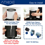 90304 Replacement Filter, 90107 dry filter, 90585 Foam Sleeve Compatible with shopvac filter 90304 90350 90333 90585, Fits Most 5 Gallon and Above Wet Dry Vacuum Cleaner (2+2+4+2+2+1)