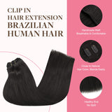 GOO GOO Clip in Hair Extensions Real Human Hair, Remy Human Hair Extensions Clip ins for Women, Natural Human Hair, 18inch 150g 9Pcs, 1B Natural black