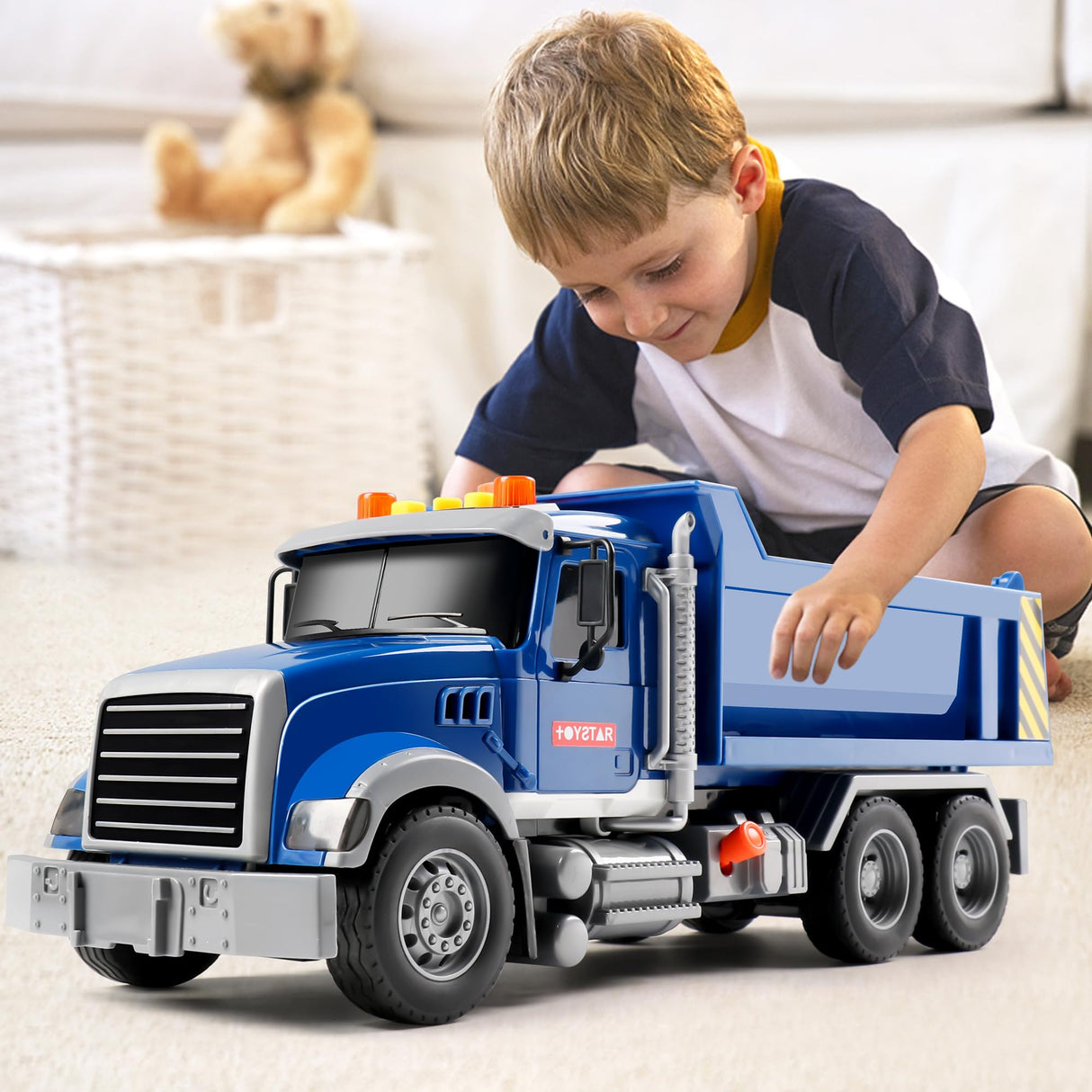 Dwi Dowellin Toddler Trucks Toys for Boys Age 3-5,Big Dump Truck with Lights and Sounds,Kids Boy Toys Christmas Birthday Gift Car