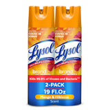 Lysol Disinfectant Spray, Sanitizing and Antibacterial Spray, For Disinfecting and Deodorizing, Mango & Hibiscus, 19 Fl. Oz (Pack of 2)