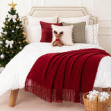 BATTILO HOME Christmas Decor Red Throw Blanket for Couch, Boho Bed Throws for Foot of Bed, Decorative Red Throws for Sofa Living Room, 50"x60"