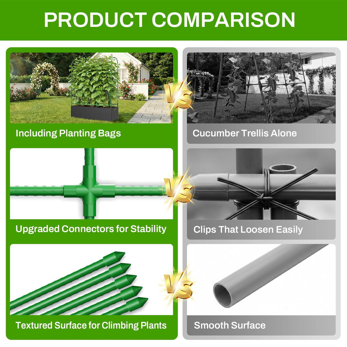 63"x49"Cucumber Trellis with Grow Bag,U-Shape Trellis for Climbing Plants