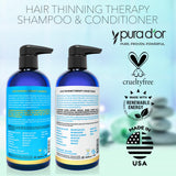 PURA D'OR Hair Thinning Therapy Biotin Shampoo and Conditioner Set, CLINICALLY TESTED Effective Results, Hair Thickening Products For Women & Men, Natural Routine, Color Safe, 16oz x2
