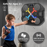 Music Boxing Machine Sport Toys for Kids,Wall Mounted Bluetooth Smart Punching Target,Training Pad Toy with Boxing Glove,Ideas Toys for Boys Girls Kids 3 4 5 6 7 8 9 10 11 12+ Years Old (Black)