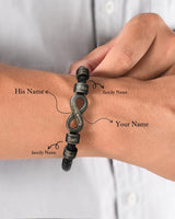 ziella Personalized Infinity Bracelet for Husband, Custom Braided Leather Bracelet with Engraved Name Beads, Anniversary Birthday Gift (9inch, Irreplaceable)