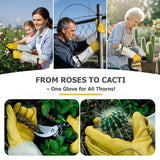 GLOSAV Cactus Garden Gloves- Real Puncture Proof, Thorn proof, Women & Men, Long Leather, Heavy Duty, Great for Gardening, Rose Pruning, Cacti Trimming, Weeding, Pull Thistle, Plant (Large)