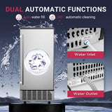 ICYGLEE Commercial Under Counter Ice Maker Machine, 100Lbs/Day with 24lbs Storage, Built-in Freestanding Ice Maker, Auto-Cleaning, 24H Timer, for Commercial & Home Use. (Stainless)