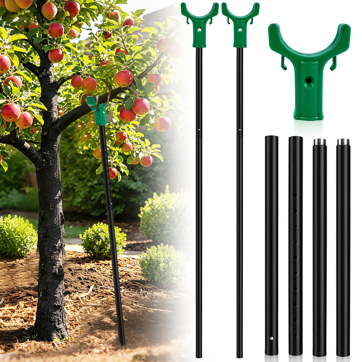 Adjustable Tree Support Pole with Crutch, Fruit Tree Branch Support(2Pack)