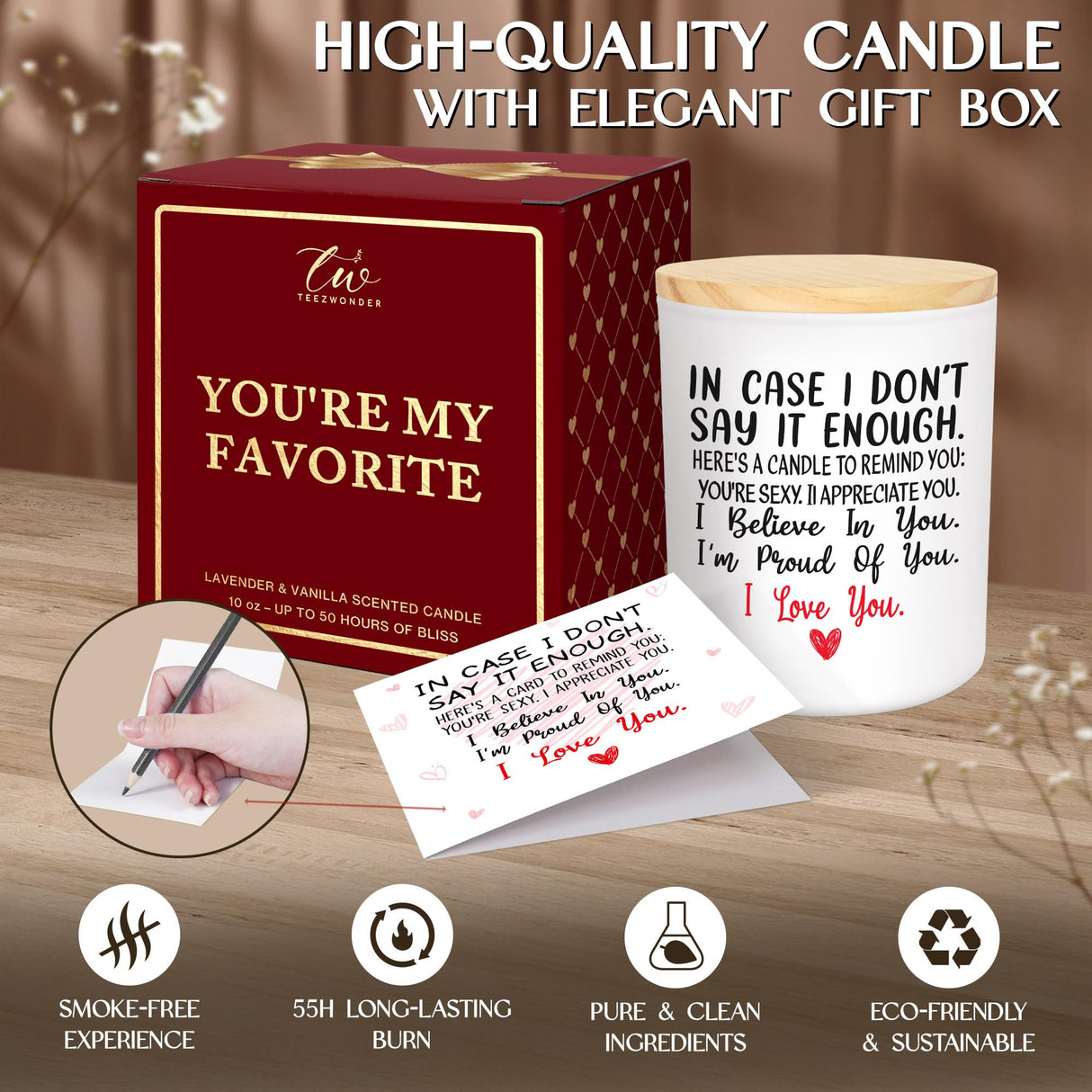 TEEZWONDER Christmas Couple Gifts for Her Wife Women Girlfriend - Vanilla Lavender Candle 10 oz - Engagement Gifts for Her, Romantic Candles for Anniversary Wedding Gift, Husband Birthday Gift for Him