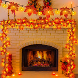 3 Pack&Timer-Fall Garland with Pumpkin Lights Halloween Fall Decorations for Home,30Ft 60LED Halloween Lights Patented Enlarged Maples Leaf Battery Operated Thanksgiving Decor Indoor Outdoor Christmas