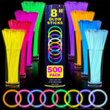 YixangDD 500 PCS Ultra Bright Glow Sticks, 8 Inch Glow Sticks Bulk Party Pack, Light Up Sticks for Glow Bracelets, Necklaces, Concerts, Christmas, Party Supplies with 500 Connectors