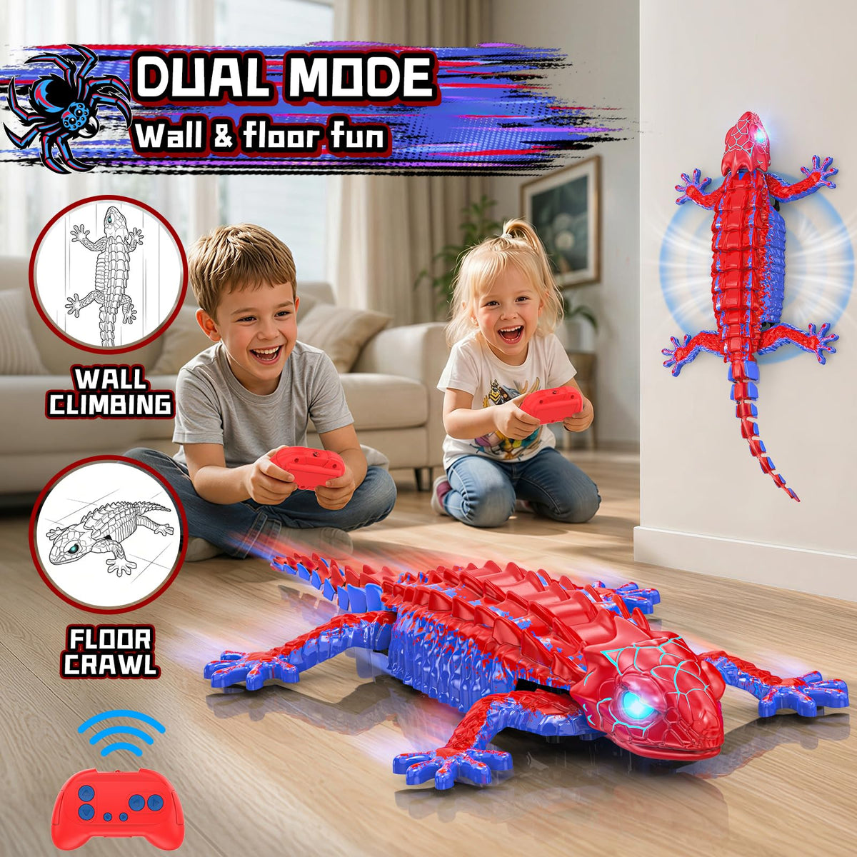 Loueouv RC Wall Climbing Gecko, Rechargeable Remote Control Robot for Kids