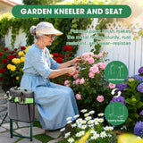 Onadak Heavy Duty Garden Kneeler & Seat with Support Legs, 400lbs Capacity Foldable Gardening Stool, Extra Thick Pad & Large Tool Organizer Bag, Ergonomic for Seniors - Dark Green