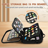 BOHEMIABY Enamel Pin Display Book, Small Collections Travel Pin Trading Book, Brooch Pin Lover Collector Bag, 6-Page Lapel Pin Display Board with Protective Film, Handles and Shoulder Strap, Black