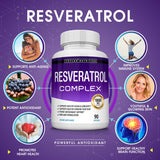 Resveratrol Supplement 1800 mg Antioxidant Complex - Highly Potent Natural Trans-Resveratrol Pills for Healthy Aging, Overall Health Support, Immune System, Brain Function, for Men Women, 90 Capsules
