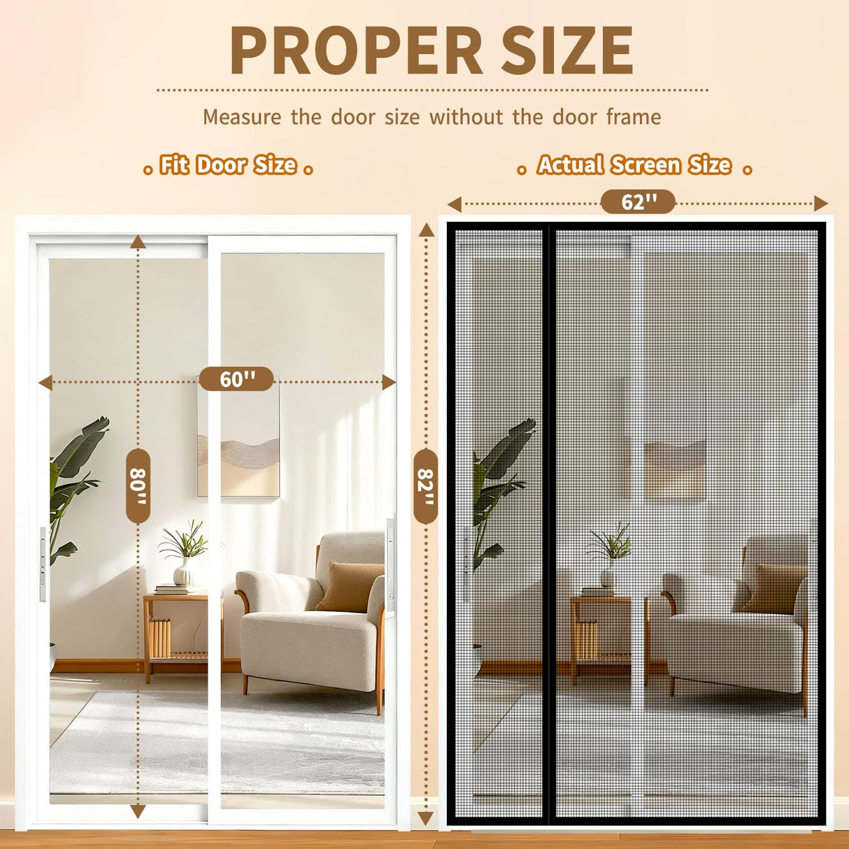 Reversible Side Opening Magnetic Screen Door for Sliding & French Doors,Upgraded PETG Mesh Anti-Tearing, Heavy Duty & Strong Magnetic, Pet and Kid Friendly - Screen Door 74"x82"