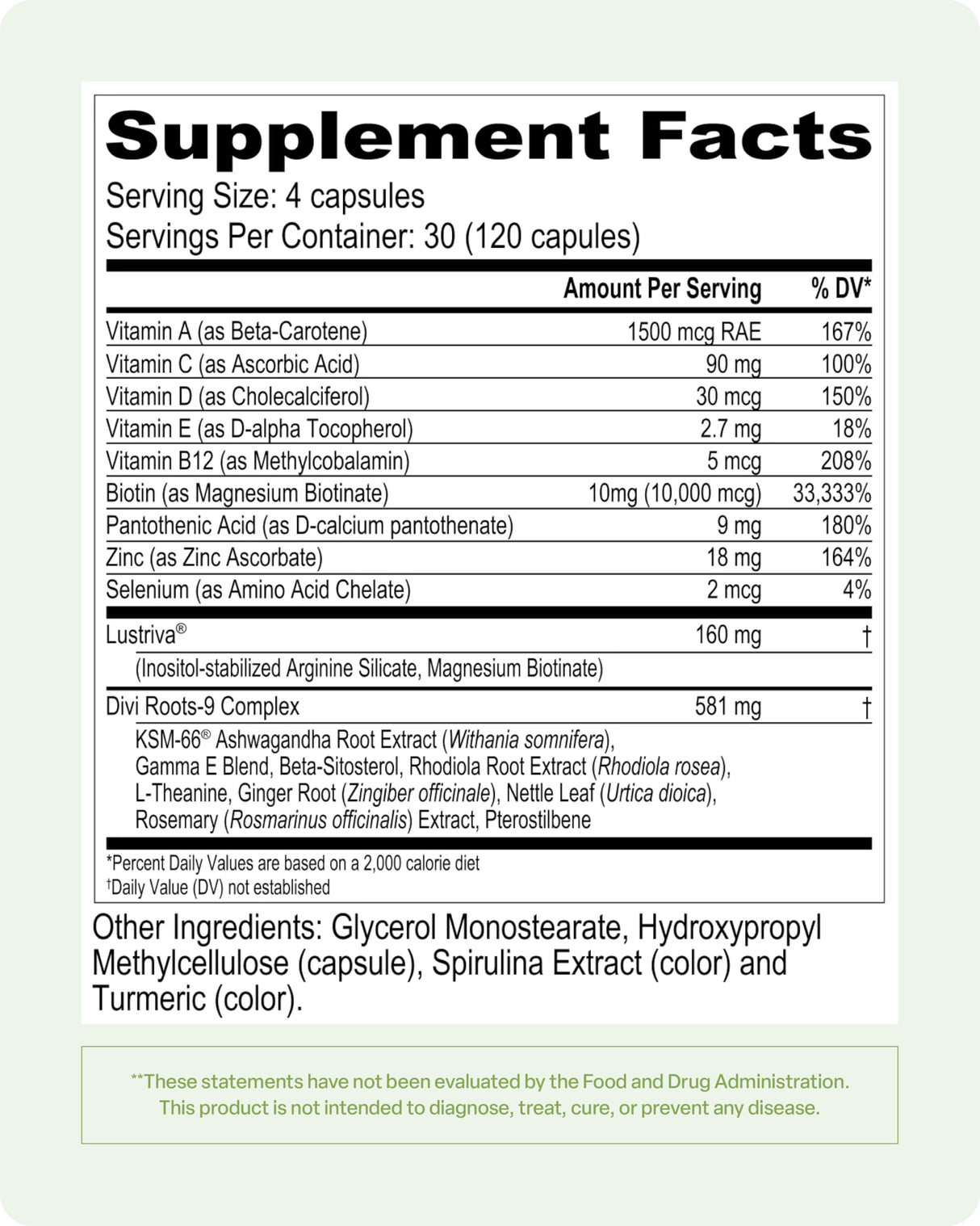 divi Hair Vitamins for Women and Men - Made with Clean and Science-Backed Ingredients to Grow + Thicken - Create a Healthy Hair Environment - 30 Day Supply, 120 Count