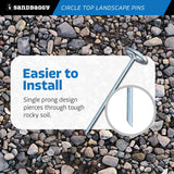 Sandbaggy 6-inch Circle Top Pins - Landscape Staples (Galvanized) - Garden Stakes for Landscaping, SOD - Heavy Duty Ground Stakes, Lawn Turf Spikes, Christmas Decorations, Weed Mats (100 Pins)
