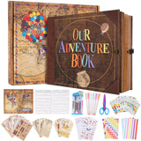Adventure Book Scrapbook Photo Album,Retro Style Embossed Letter Cover Travel Diary Journal Scrap Book Kit For Couples,Memory Book For Anniversary Wedding,Christmas