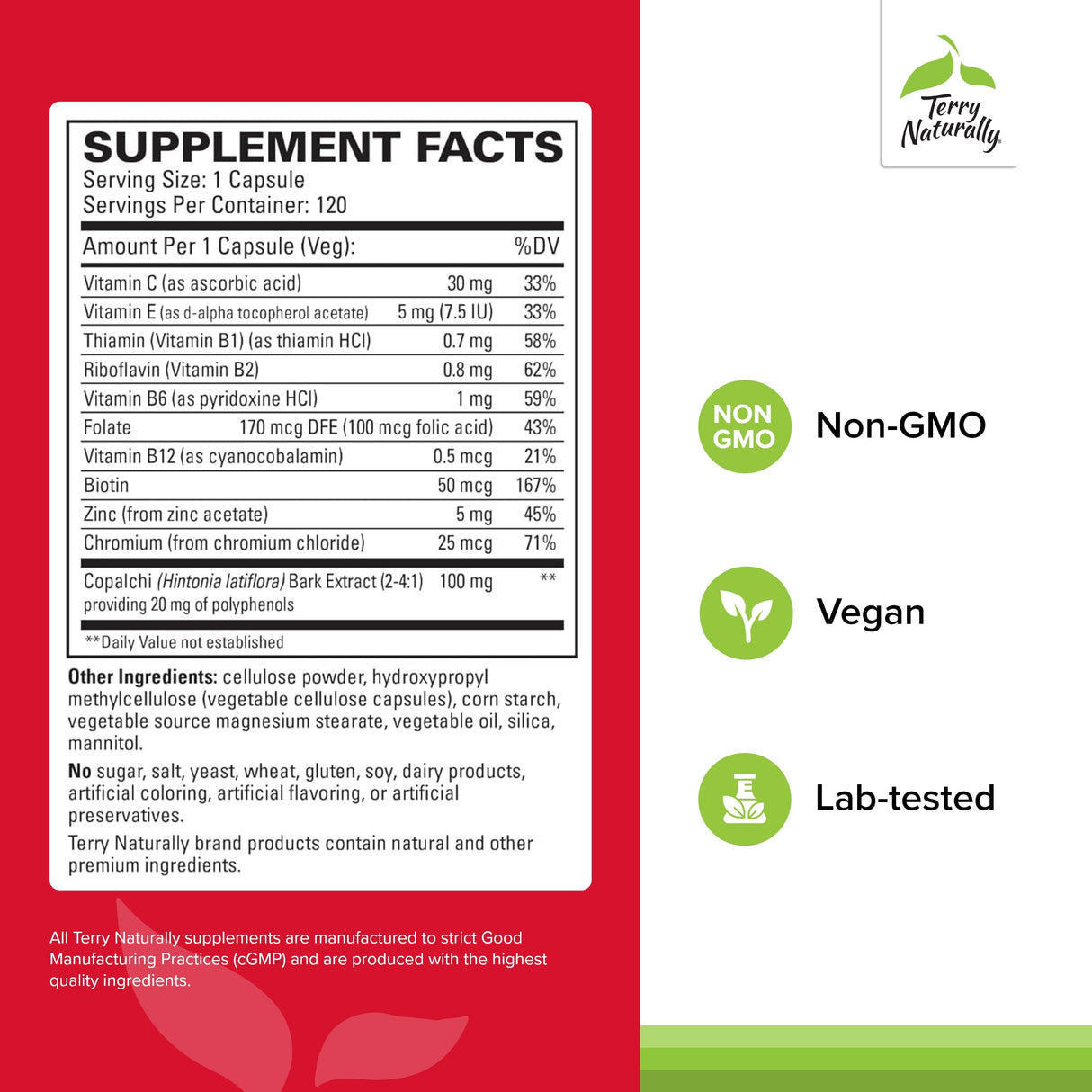 Terry Naturally Sucontral D - B-Complex & Folate Supplement - Carbohydrate Metabolism Support - Vitamin & Mineral Supplement with Zinc & Chromium - 120 Capsules (Pack of 2)