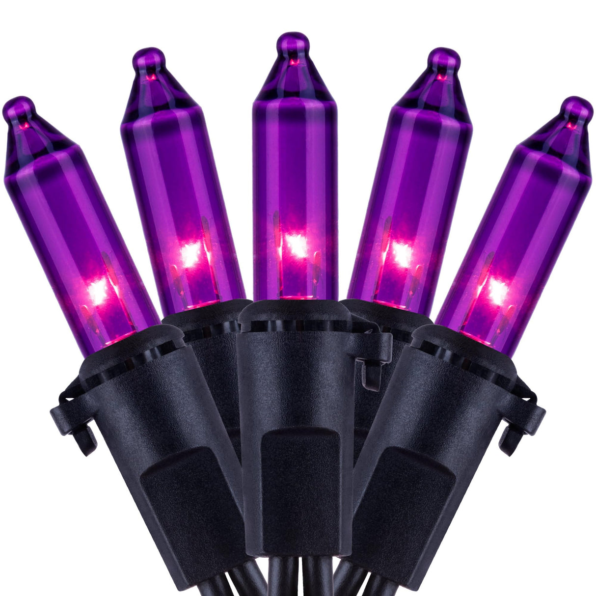 YULETIME 200 Purple Halloween Lights with Black Wire, Pack of 2 Sets 33 ft 100 Count UL Certified Christmas String Lights (Purple)