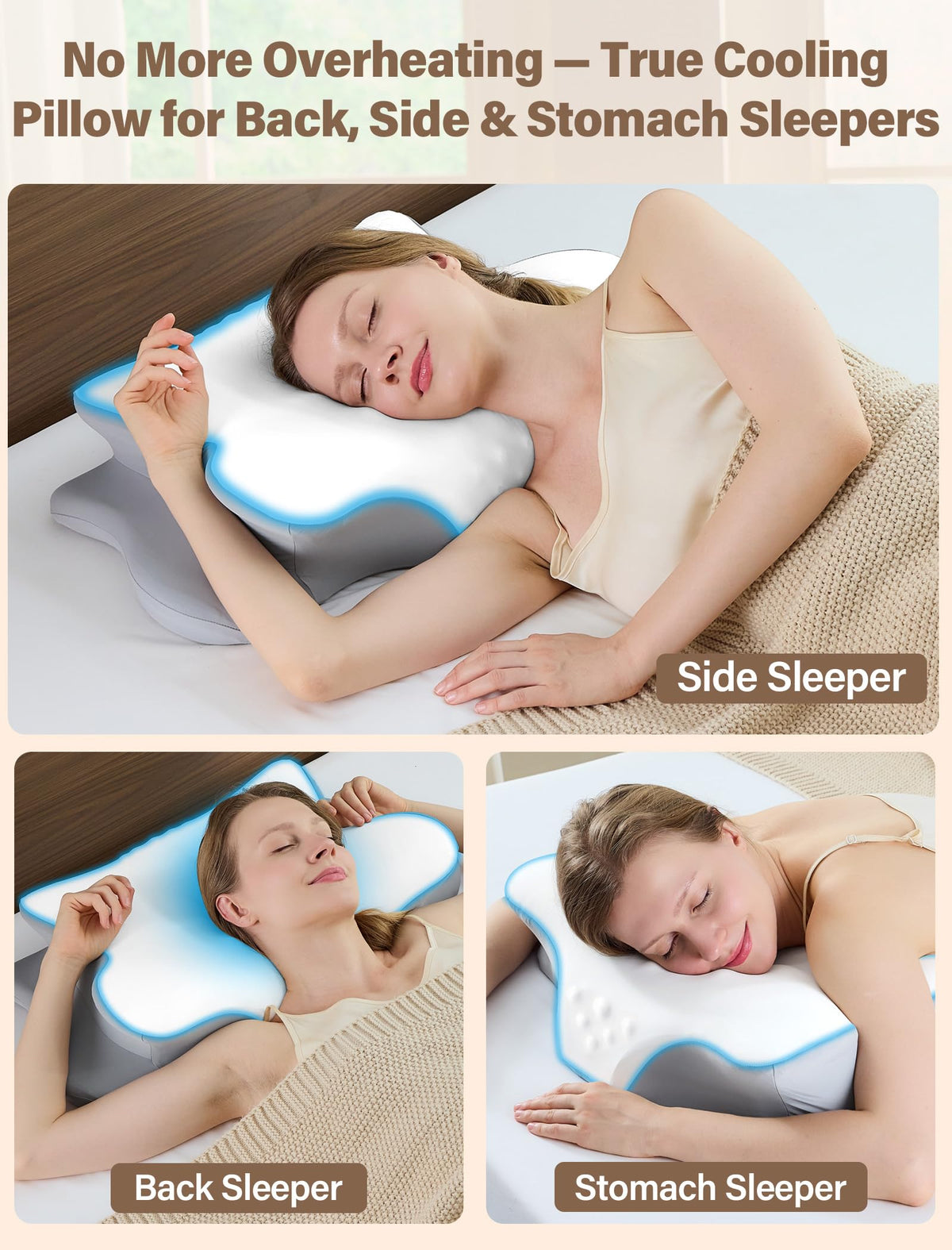 Cervical Neck Pillow for Pain Relief – Ergonomic Memory Foam Pillow for Side Sleeper Contour Orthopedic Bed Pillow for Neck Support with Cooling Cover – Ideal Christmas Birthday Gift for Women Men