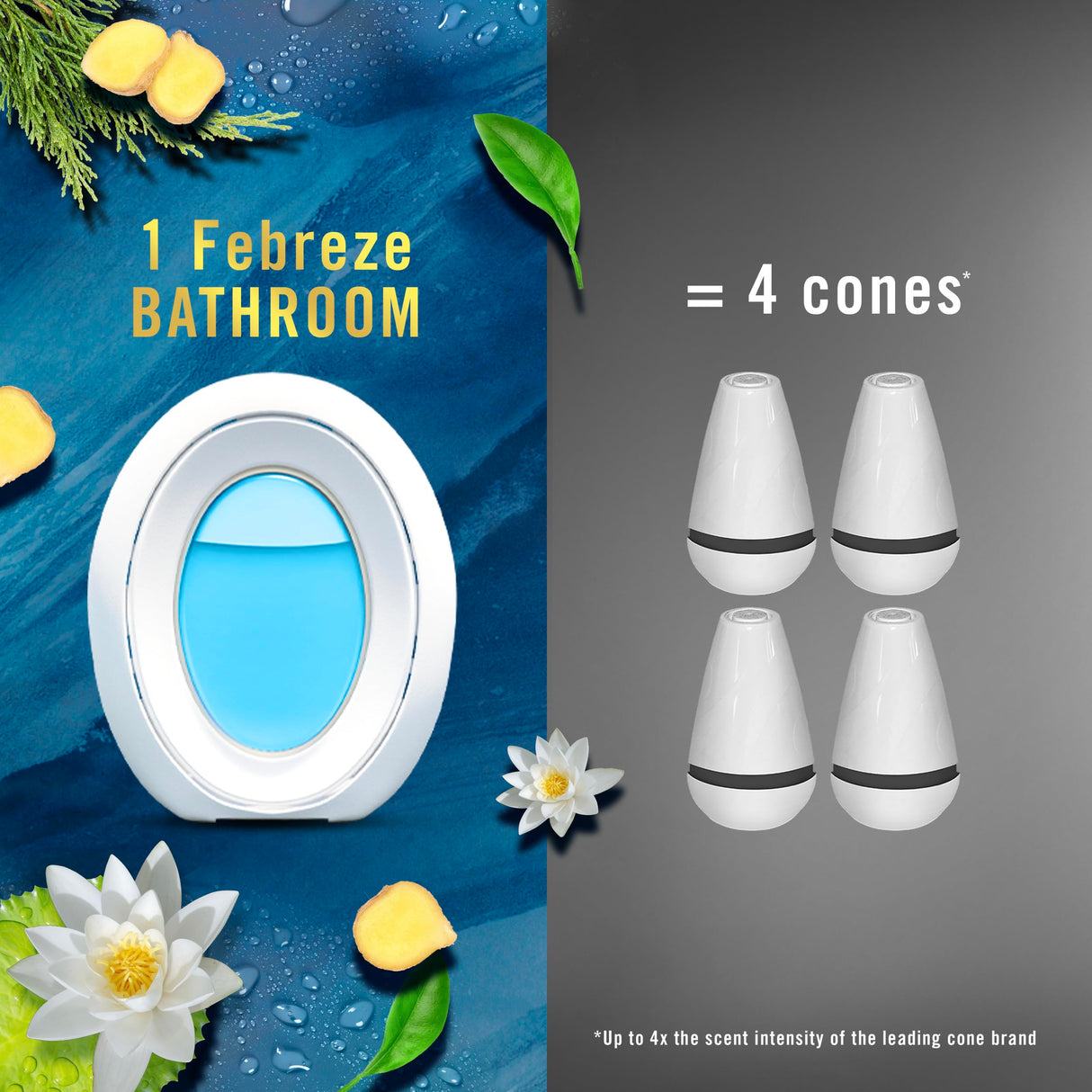 Febreze Bathroom Air Freshener, Odor-Fighting, Plug In Alternative, Air Fresheners for Home and Bathroom and Kitchen, Closet Air Fresheners, Ocean Scent, 4 Count