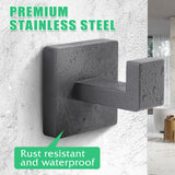 Fenas Heavy Duty Stainless Steel Towel Hooks, Wall Mounted Square Robe Hooks for Bathroom, Kitchen, Bedroom, Hotel 2 Pack Grey
