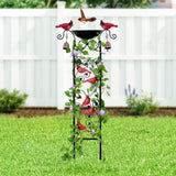 Cardinal Bird Garden Trellis with Wind Chime, Outdoor Yard Decor