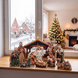 Memorywuu 12 Pcs Christmas Nativity Scene Set, Wooden Christmas Decor