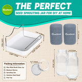[LARGE SIZE] 2000ml(68oz) Seed Sprouting Mason Jar Kit with Stand,Drain Tray, Screen Lids,Blackout Sleeves,Good Ventilation & Drainage Capacity,Growing Fresh Organic Mung Beans,Broccoli & Microgreens