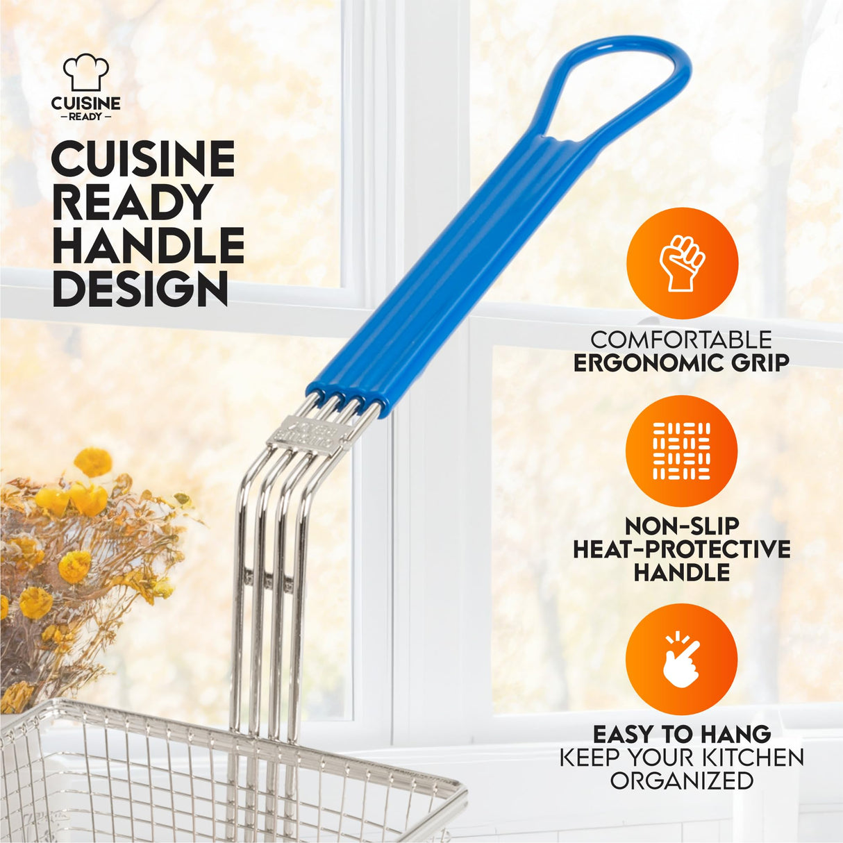 Cuisine Ready Deep Fryer Basket | 4-Pack | Commercial Fry Basket with Handle | 13.25" x 6.5" x 5.9" | Heavy Duty Restaurant Quality