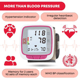 Ever Ready First Aid Fully Automatic Blood Pressure Wrist Cuff Watch Wearable Monitor for Home Use - Pink- Batteries Included